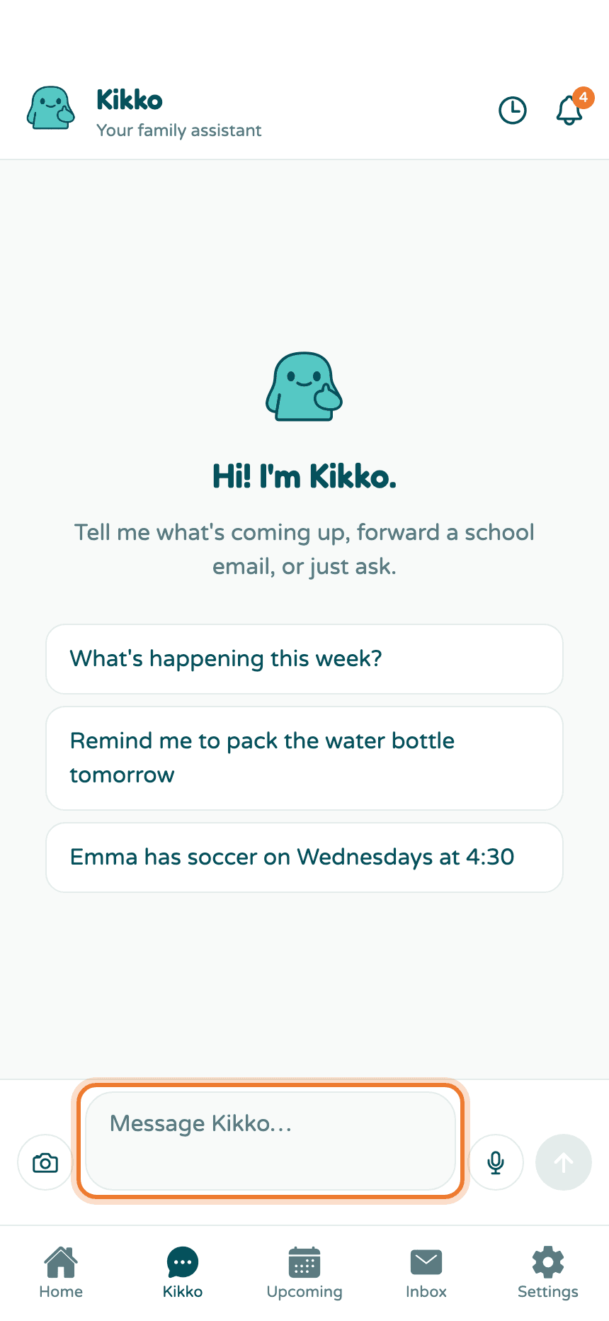 The chat screen with the message box highlighted