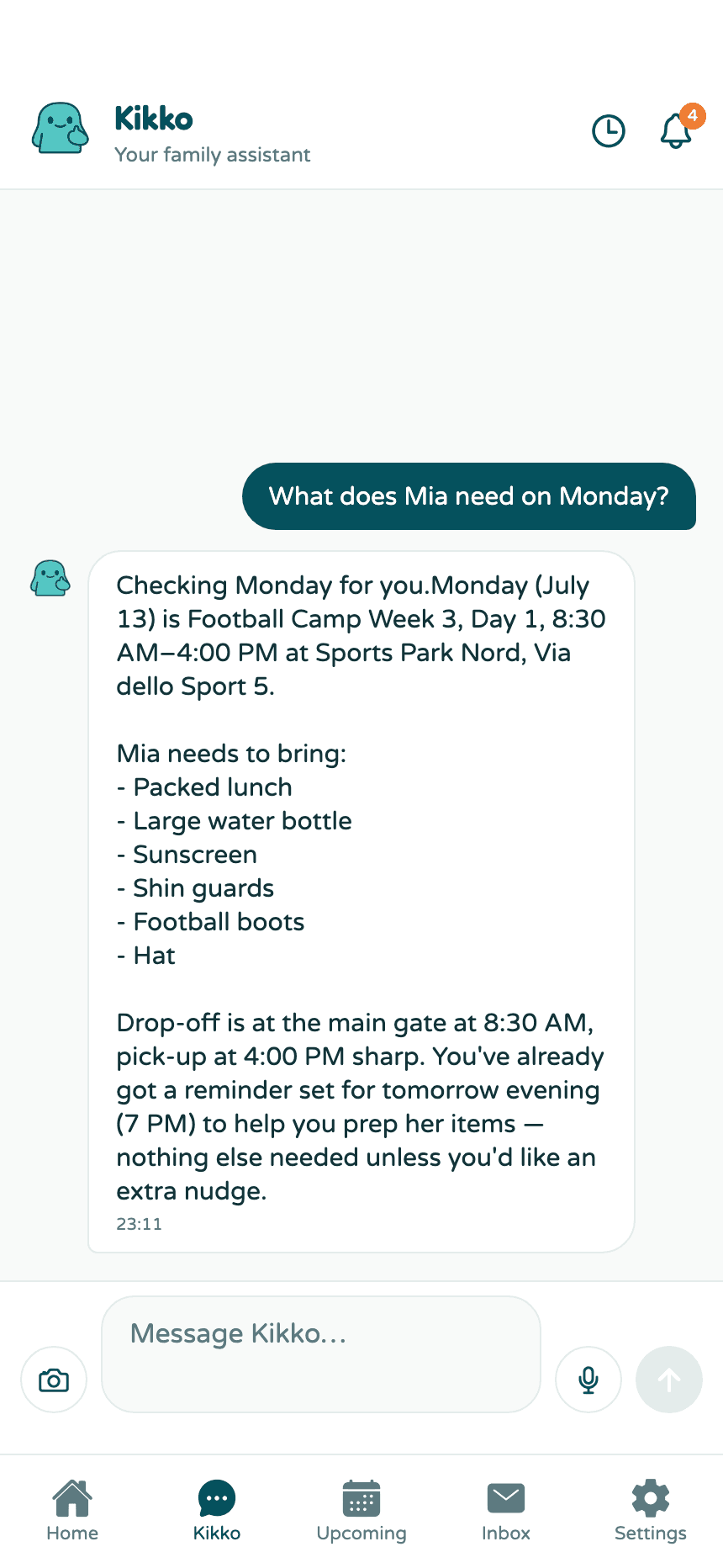 The Kikko chat tab